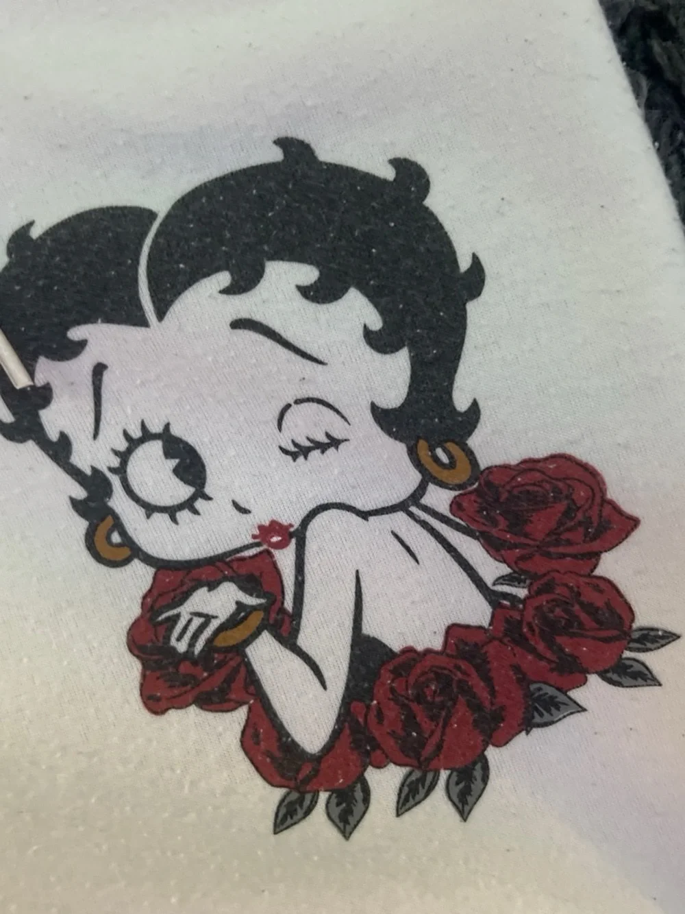 Betty Boop White Sweatpants with Maroon Logo and Character